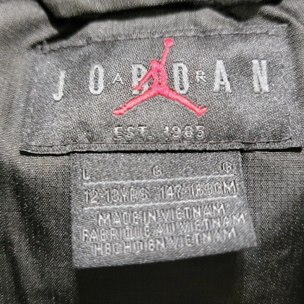 Jordan Kids Black Puffer Vest Jumpman Logo Quilted Full Zip Size L 12-13